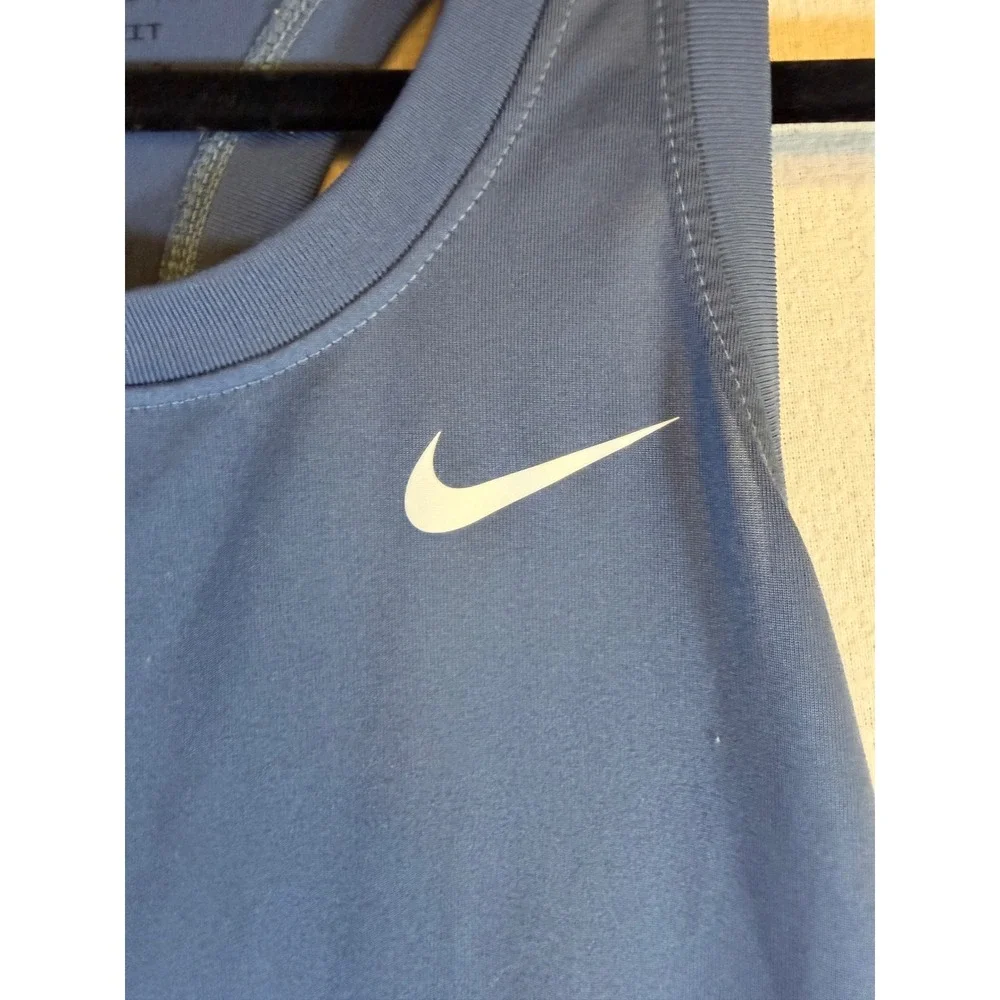 Nike Dri-FIT Racerback Tank Top Womens Small Blue Athletic Gym Shirt Logo